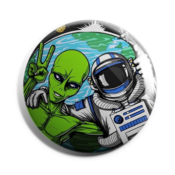 Alien and astronaut Brooch