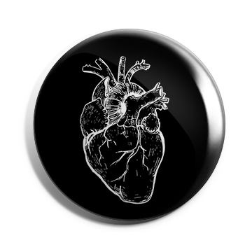 Black and white heart Brooch
