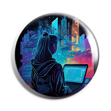 Hacker Girl in the City of Light Brooch