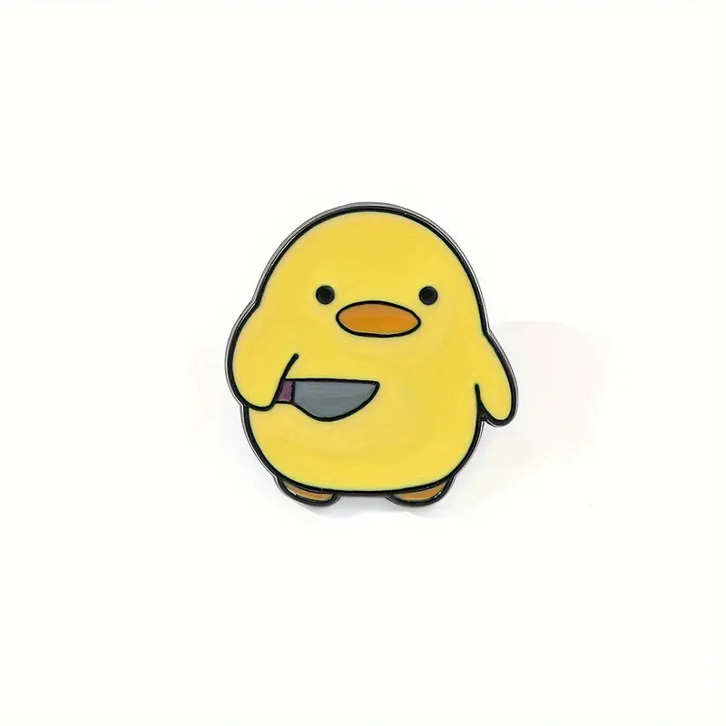 Duck with Knife Enamel Pin