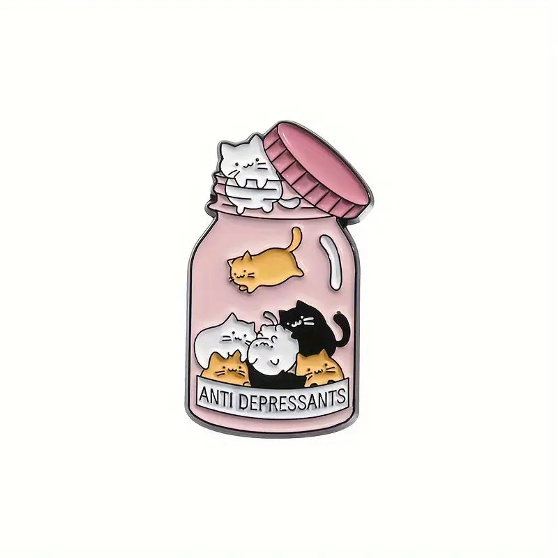 Antidepressants Cat Enamel Pin