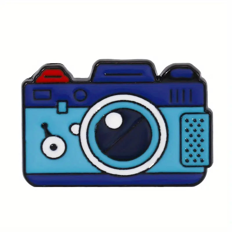 Blue Camera Cartoon Enamel Pin