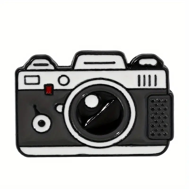 Black Camera Cartoon Enamel Pin