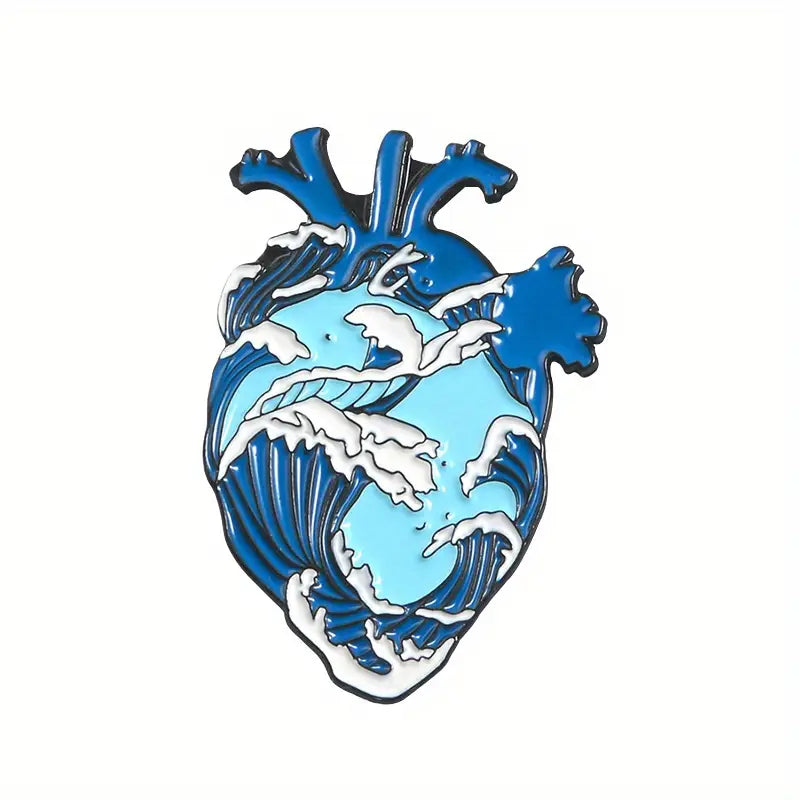 Blue Ocean Heart Enamel Pin