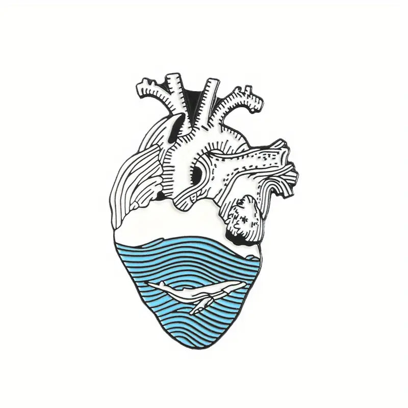 Blue Ocean Heart Enamel Pin