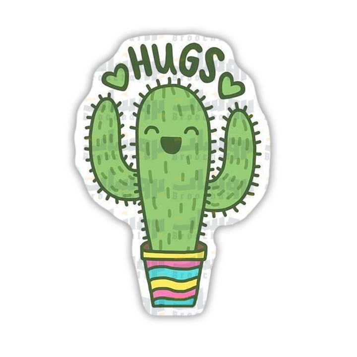HUGS with a cactus plant Sticker