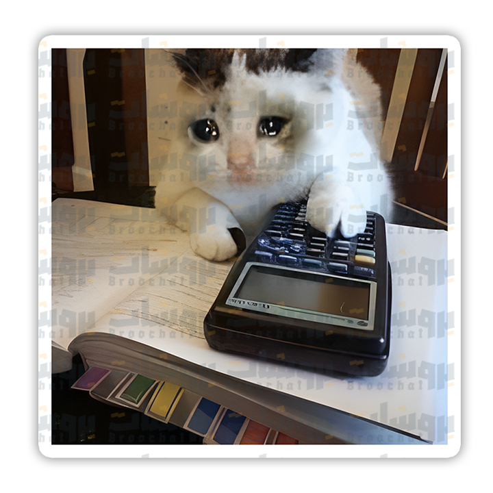Cat crying at calculator Sticker