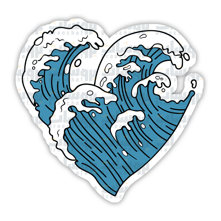 Ocean Wave Heart Sticker