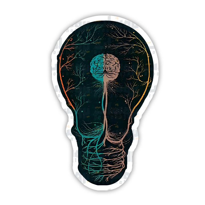 Light Bulb with Brain inside Sticker