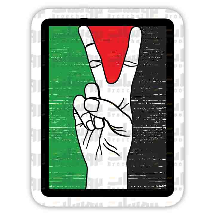 ستيكر علامة النصر مع علم