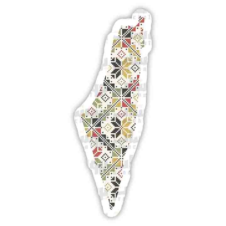 ستيكر خريطة فلسطين (ثوب فلسطيني أبيض)
