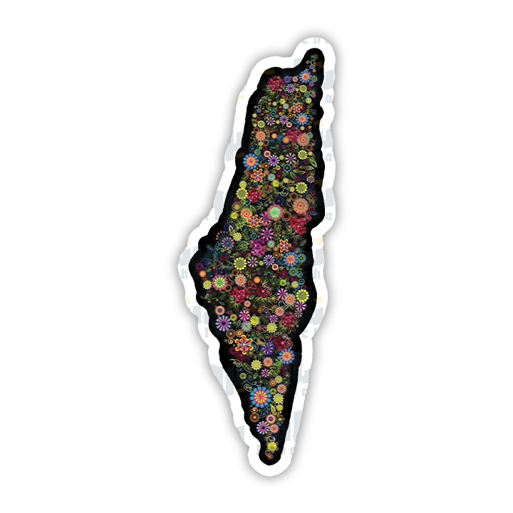 ستيكر خريطة فلسطين (ورد)