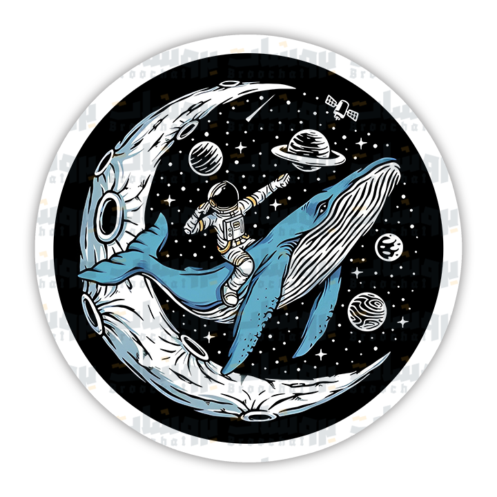 Ride a Whale to the Moon Sticker