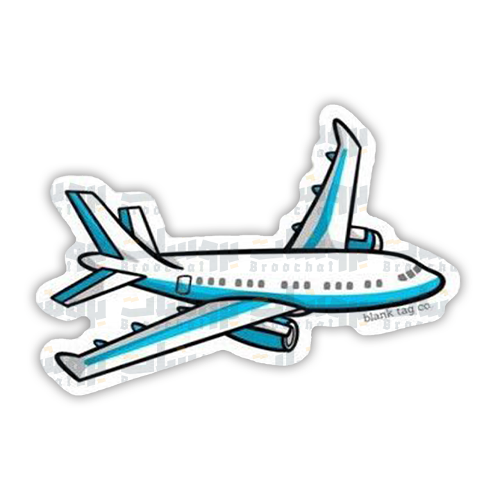 Blue Wavy Airplane Sticker
