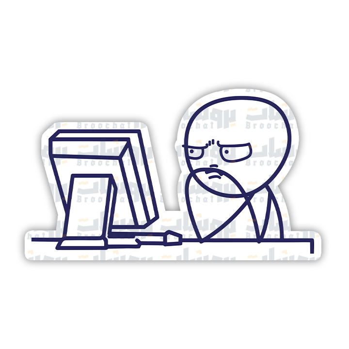 Man Sitting at Computer Sticker