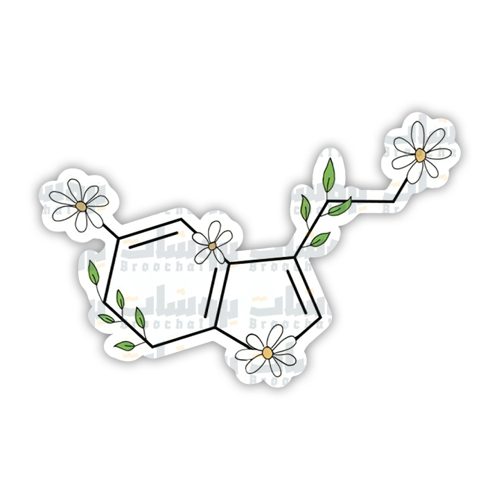 Floral Serotonin Molecule Sticker