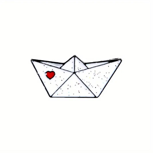 White Boat Enamel Pin