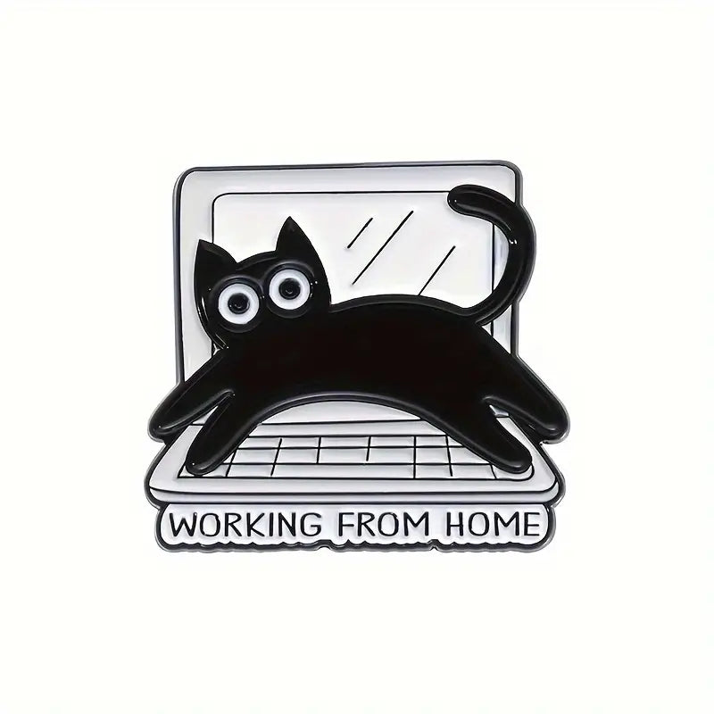 Working From Home Cat Enamel Pin