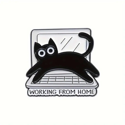 Working From Home Cat Enamel Pin