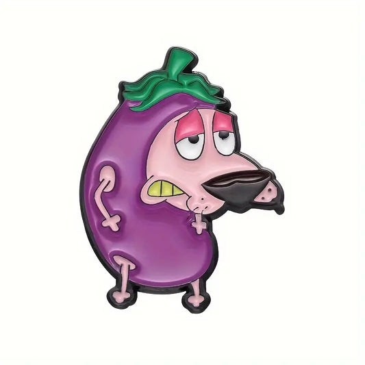 Courage The Cowardly Dog Eggplant Cartoon Enamel Pin