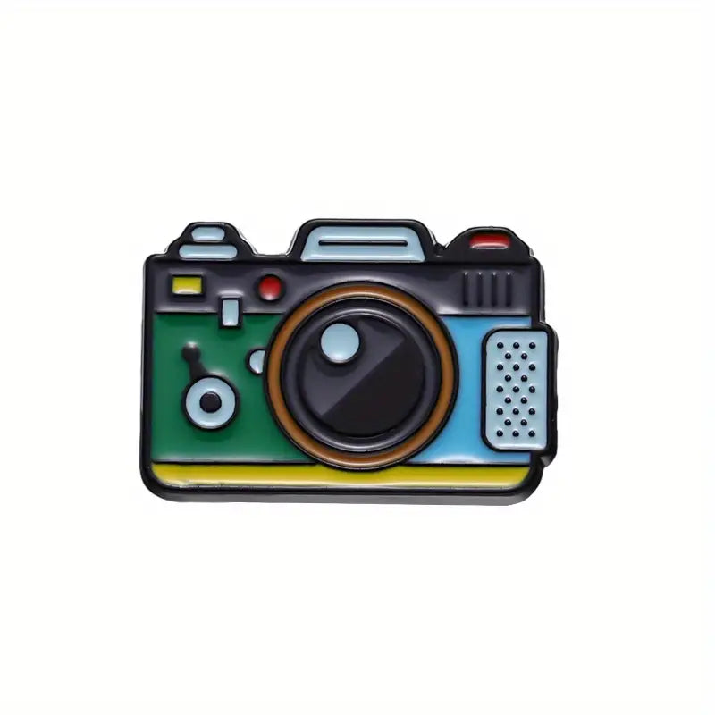 Green Camera Cartoon Enamel Pin