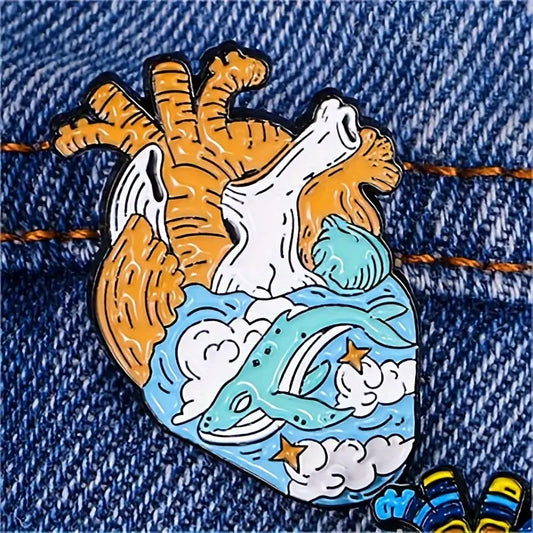 Whale Heart Enamel Pin