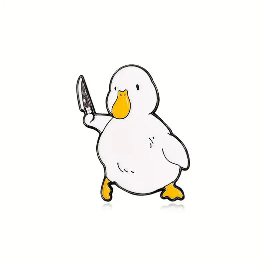 Cute Little Duck with Knife Enamel Pin
