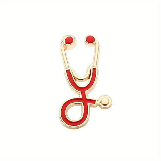 Golden and Red Stethoscope Enamel Pin