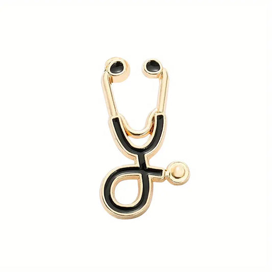 gold and Black Stethoscope Enamel Pin