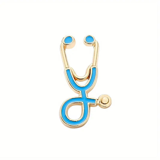 gold and blue Stethoscope Enamel Pin