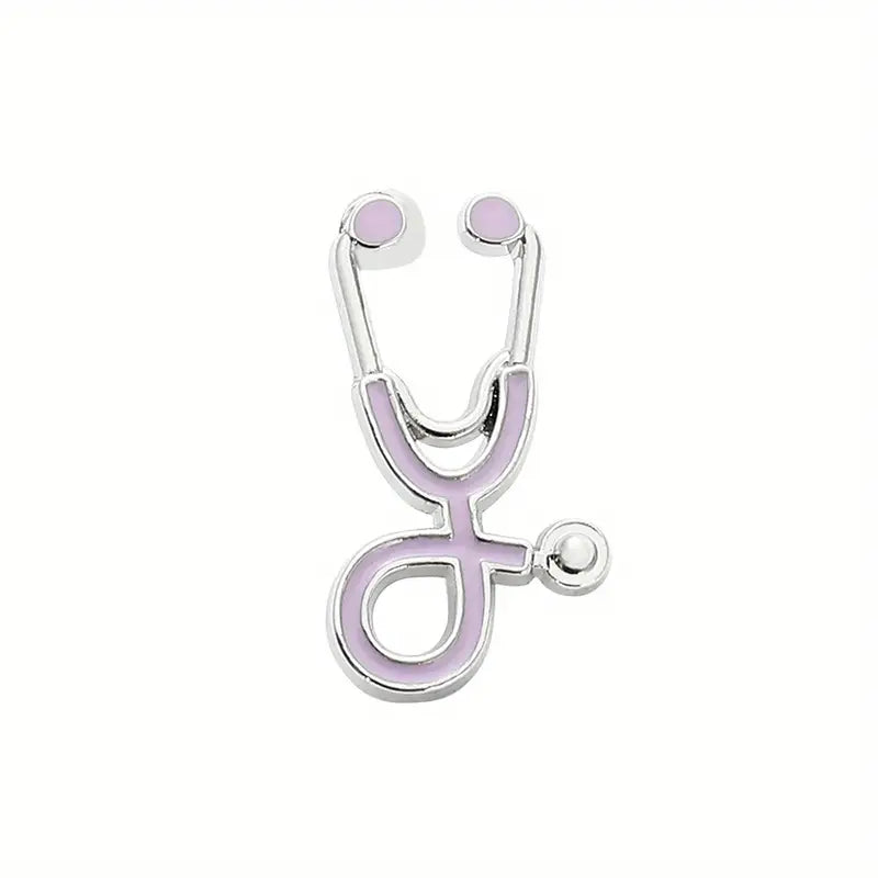 silver and lilac Stethoscope Enamel Pin