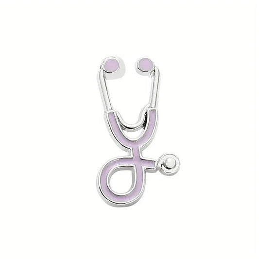 silver and lilac Stethoscope Enamel Pin