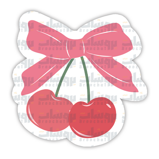 Cherry Ribbon Bow Sticker