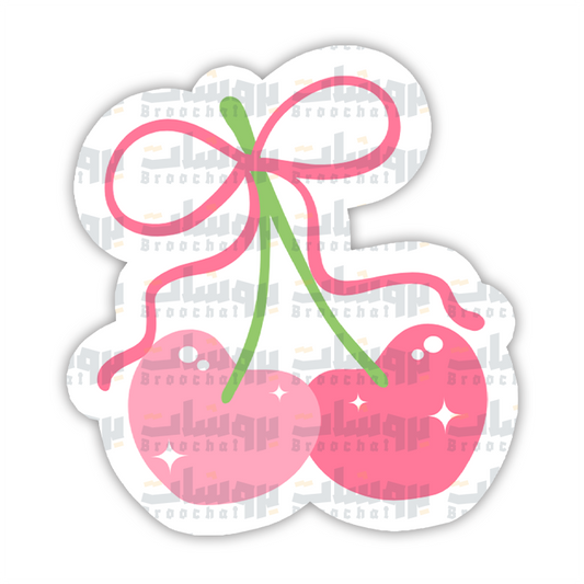 Cherry Ribbon Bow Sticker