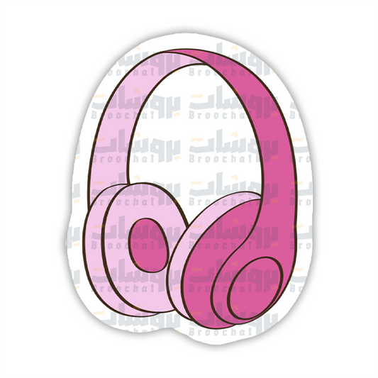 Pink Headphones Sticker