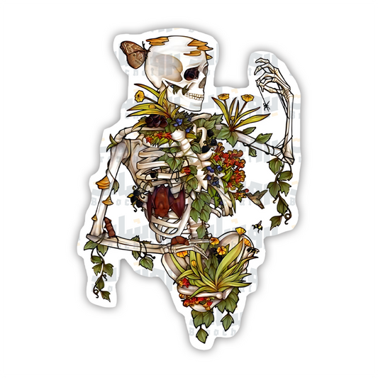 skeleton with flowers Sticker