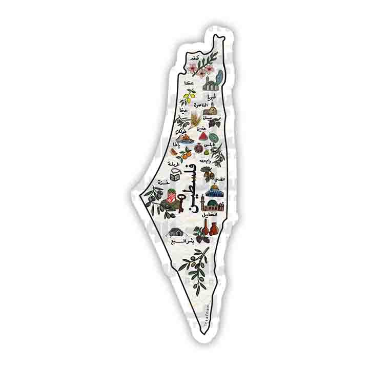 ستيكر خريطة فلسطين (مدن فلسطين)