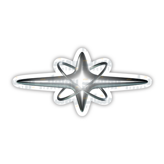 Y2K Chrome Planet Star Sticker