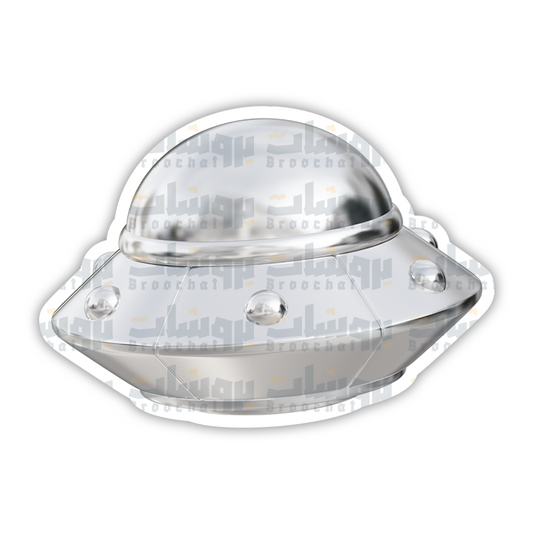 Silver Metal UfO  Sticker