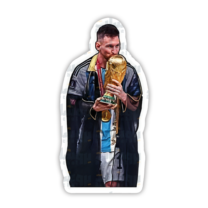 ستيكر ميسي مع كأس العالم بالبشت