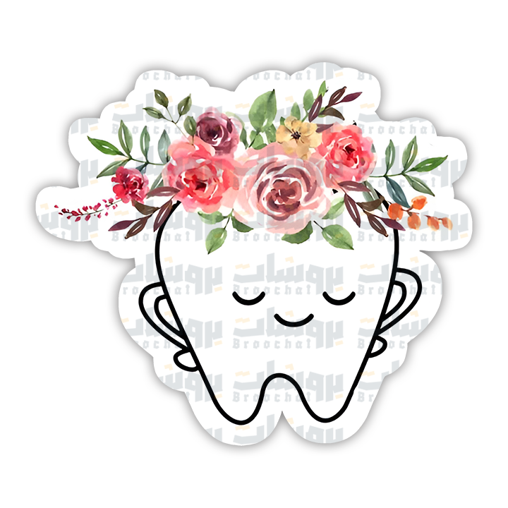Dental Hygienist Tooth with Flowers Sticker