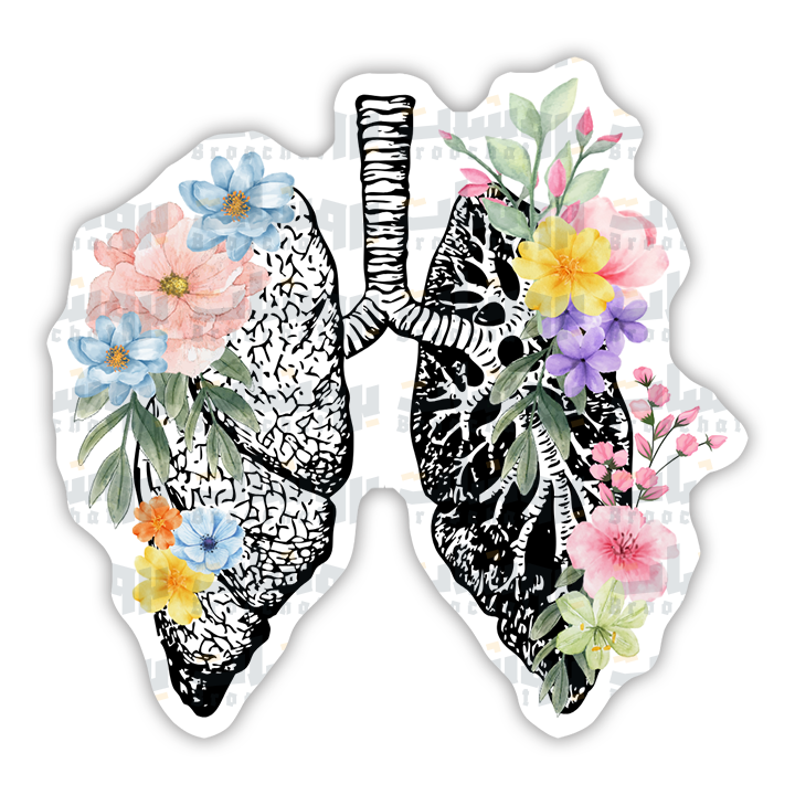 Floral Lungs Anatomy Sticker