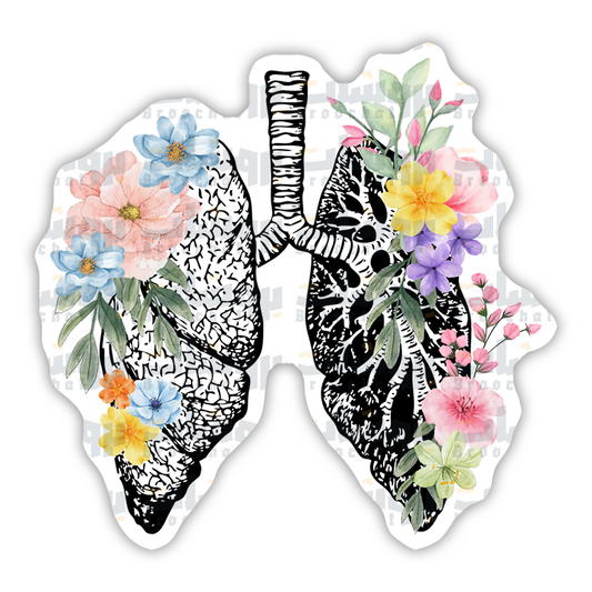 Floral Lungs Anatomy Sticker