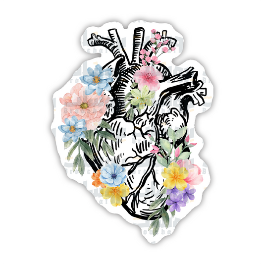 Floral Heart Anatomy Sticker