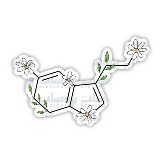 Floral Serotonin Molecule Sticker