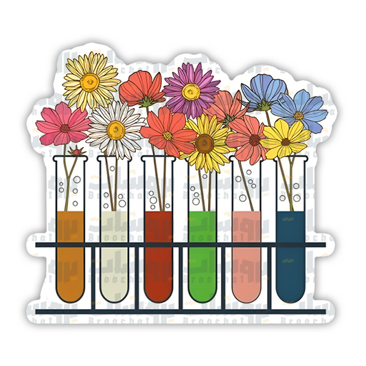 Rainbow Flower Beakers  Sticker