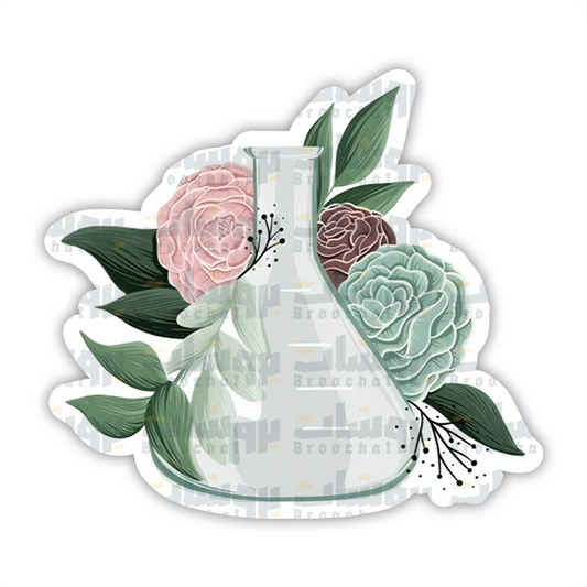 Floral Erlenmeyer Flask Sticker