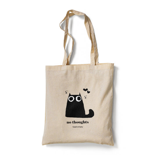 No Thoughts Cat Tote Bag