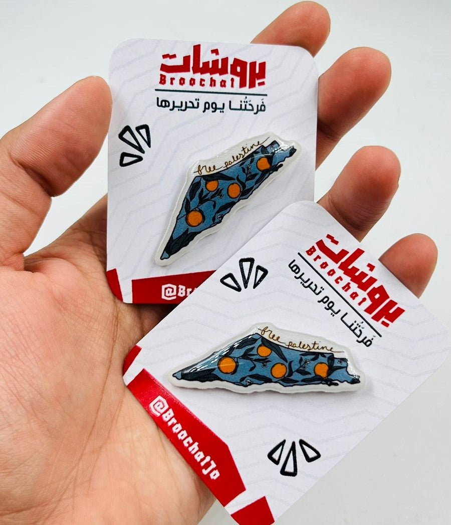 دبوس خريطة فلسطين - شجرة البرتقال
